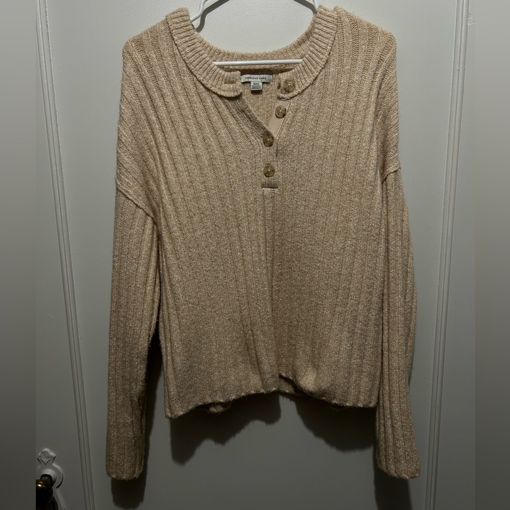 Neutral Henley Sweater